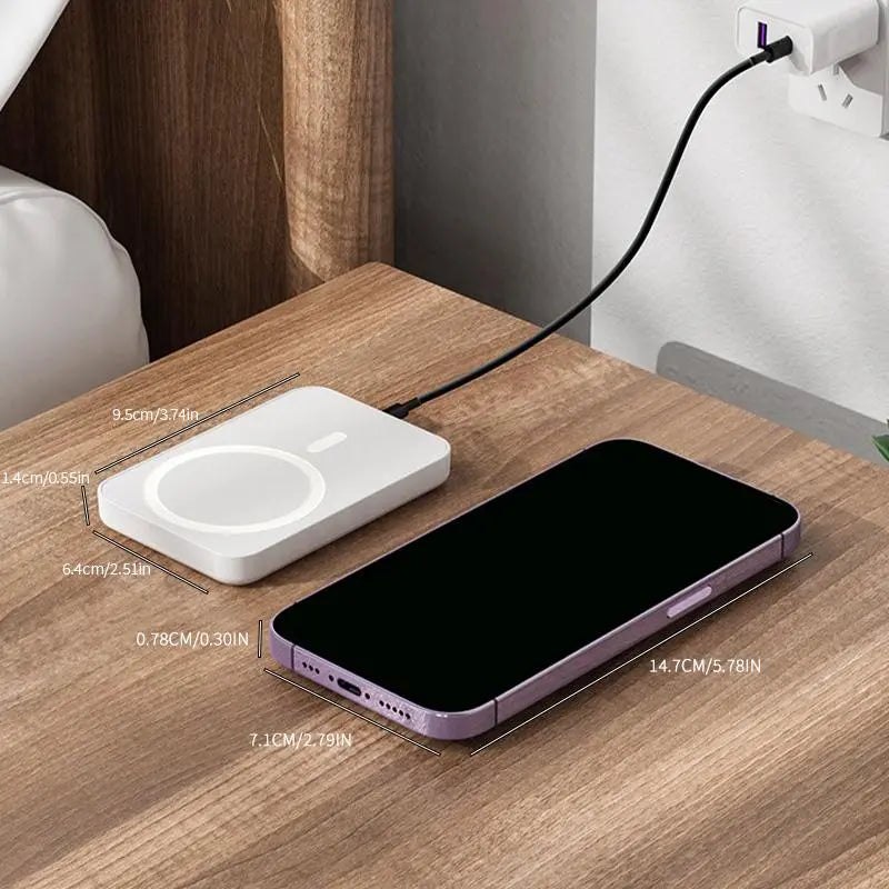 Ultra-Compact 5000mAh MagSafe Wireless Power Bank - Fast Charging for iPhone 12 to 17 Pro/Pro Max