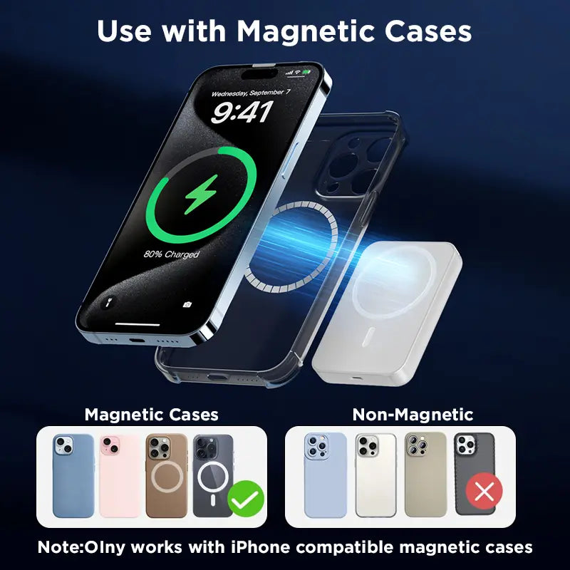 Ultra-Compact 5000mAh MagSafe Wireless Power Bank - Fast Charging for iPhone 12 to 17 Pro/Pro Max