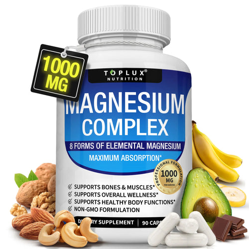Elevate Your Wellness with Toplux Magnesium Complex - 8 Essential Magnesium Forms in One Powerful Capsule (1000mg)